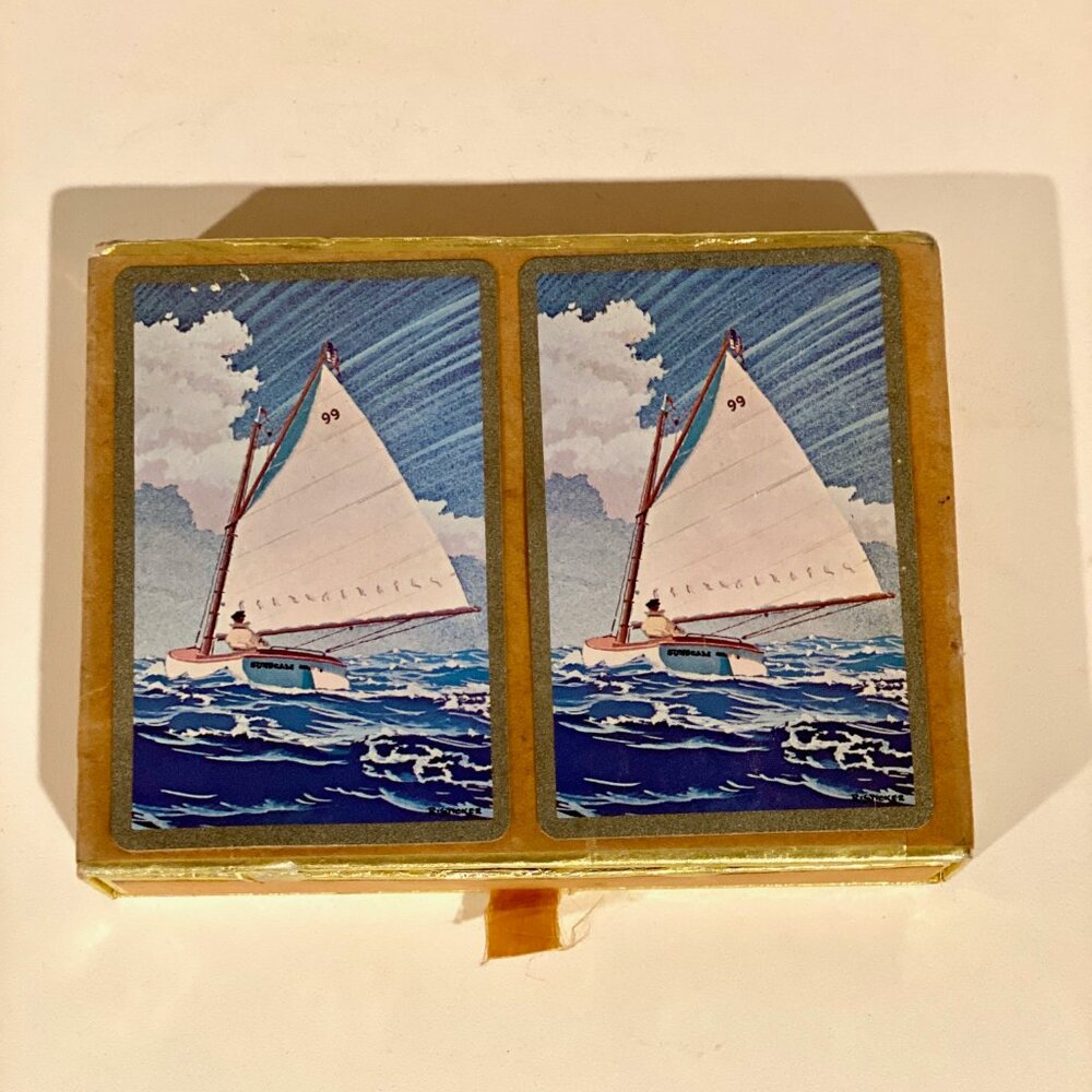 Vintage Congress Playing Cards‎ with Felted Case - Classic Sailing Design